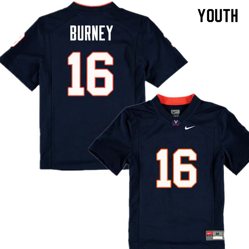 Youth #16 Richard Burney Virginia Cavaliers College Football Jerseys Sale-Navy